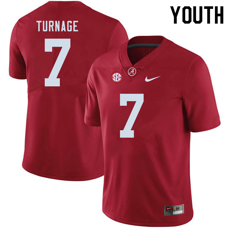 Alabama Crimson Tide Youth Brandon Turnage #7 Crimson NCAA Nike Authentic Stitched 2020 College Football Jersey RL16Z37DZ